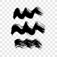 Black wavy grunge brush strokes vector