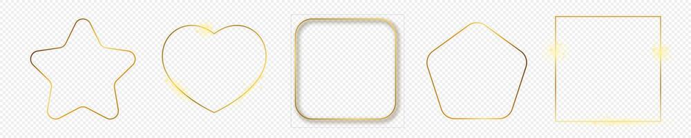 Gold glowing different geometric shape frame vector