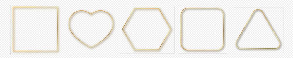 Gold glowing different geometric shape frame vector