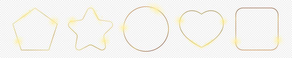 Gold glowing different geometric shape frame vector