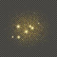 Gold glittering dust on a gray background. Dust with gold glitter effect and empty space for your text. illustration vector