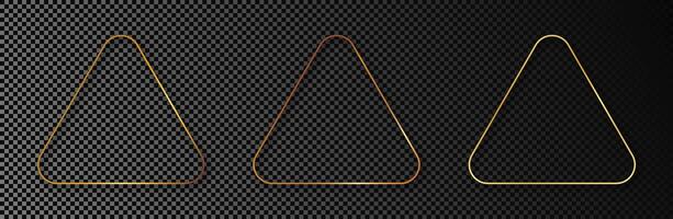 Gold glowing rounded triangle frame vector