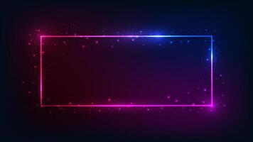 Neon rectangular frame with shining effects vector