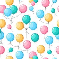 Colorful balloons endless design. Helium floating balloons seamless pattern, glossy flying balloons flat background illustration. Cartoon holidays balloons seamless pattern vector