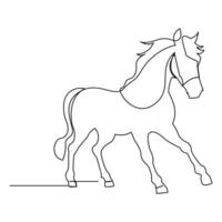 Horse Continuous single one line drawing illustration art vector