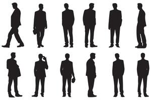 black silhouette group of man vector