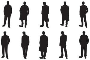 black silhouette group of man vector