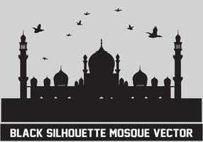 mezquita silueta negro color para islámico diseño vector