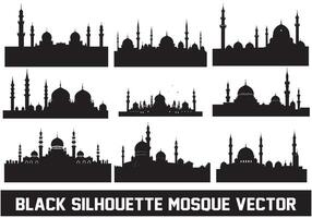 Mosque silhouette bundle white background vector