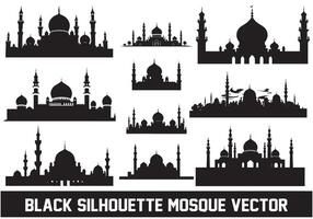 Mosque silhouette bundle white background vector