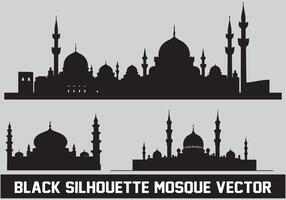 Mosque silhouette bundle white background vector