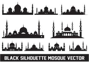 Mosque silhouette bundle white background vector