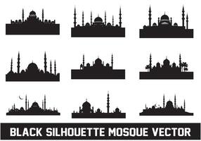 Mosque silhouette bundle white background vector