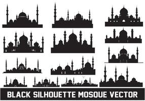 Mosque silhouette bundle white background vector