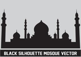 mezquita silueta negro color para islámico diseño vector
