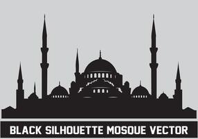 Mosque Black Silhouette Icon Illustration for islamic Element vector