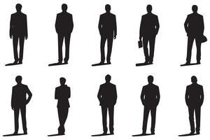 black silhouette group of man vector