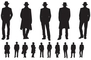 black silhouette group of man vector