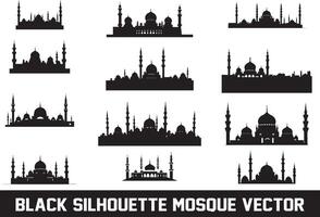 Mosque silhouette bundle white background vector