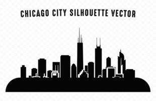 chicago horizonte negro silueta aislado en un blanco antecedentes vector