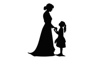 Mother and daughter Silhouette isolated on a white background vector