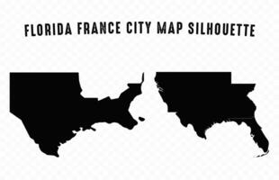 Florida Francia ciudad mapa silueta aislado en un blanco antecedentes vector