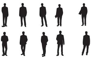 black silhouette group of man vector