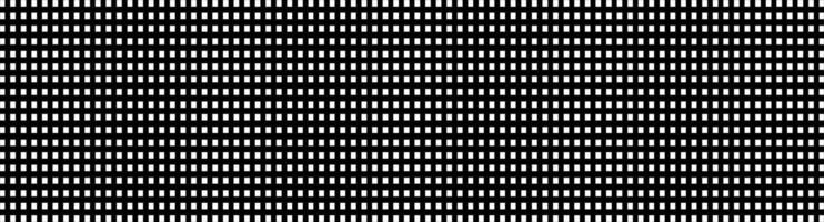 Black and white grid pattern. Monochromatic square grid. Perfectly aligned squares in repeatable pattern. Wide banner. Geometric background, digital wallpaper. Optical illusion. Rhythm and balance vector