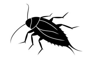 Black silhouette of a cockroach isolated on white background. illustration. Pest control and infestation concept for design, print and educational material. vector