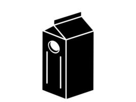 negro silueta de un Leche caja de cartón o jugo caja de cartón. minimalista negro y blanco diseño de lechería o bebida envase. icono, logo, firmar, pictograma, impresión. aislado en blanco fondo. embalaje icono vector