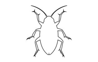 Black outline of cockroach isolated on white backdrop Illustration. Icon, sign, pictogram, print. Design element. Pest control and infestation concept for design, print and educational material vector