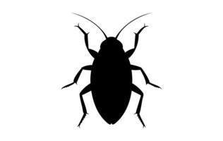 Black silhouette of a cockroach isolated on white backdrop. illustration. Pest control and infestation concept for design, print and educational material. vector