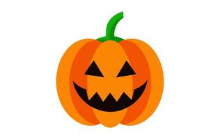 tallado Víspera de Todos los Santos calabaza con un feroz rostro. Jack-o-lantern ilustración. aislado en blanco antecedentes. concepto de Víspera de Todos los Santos, escalofriante decoración, truco o tratar, y fiesta celebracion. vector