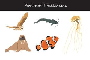 Animals collection. flat style illustration. vector