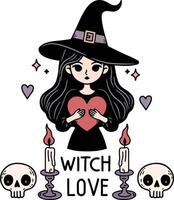 Witch of love illustration vector