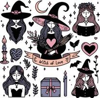 Witch of love illustration vector