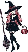 Witch of love illustration vector