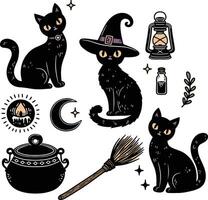 Cute cat witch illustration vector