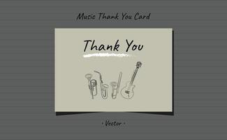 Thank you card musical instruments trumpet, saxophone, trombone, guitar brush stroke minimal design. vector