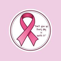 Sticker design of Awareness ribbon with inspirational quotes. vector