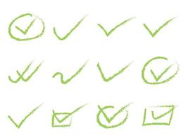 Hand Drawn Check Mark, Handwritten Check Mark Set vector