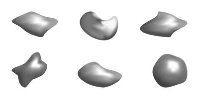 3D shapes in Y2k style metal element. vector