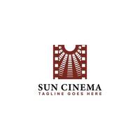 Sun cinema business identity creative logo design vector