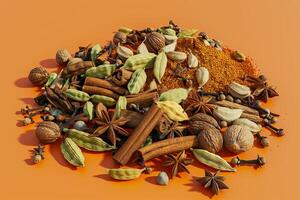 Garam Masala Spices a variety of aromatic garam masala spices with photo