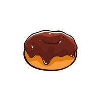 hand drawn chocolate donut with color vector
