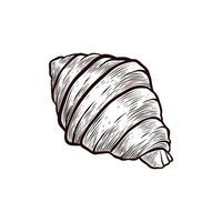 Hand drawn croissant in engraving style vector
