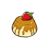 hand drawn pudding illustration with color vector