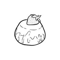 hand drawn pudding in black and white vector