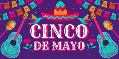 horizontal banner for cinco de mayo celebrate in gradient style vector