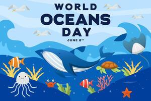 world ocean day background illustration in gradient style vector